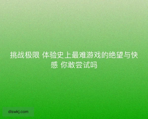 挑战极限 体验史上最难游戏的绝望与快感 你敢尝试吗