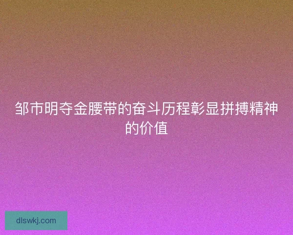 邹市明夺金腰带的奋斗历程彰显拼搏精神的价值
